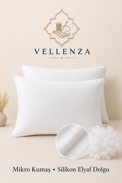 Vellenza وسادة نوم فاخرة مقاس 50x70 مكونة من قطعتين، محشوة بألياف السيليكون النقية بنسبة 100%، وسادة سرير ناعمة وممتلئة من القماش الدقيق