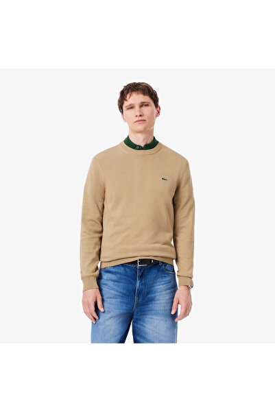 Lacoste Erkek Regular Fit Bisiklet Yaka Bej Kazak
