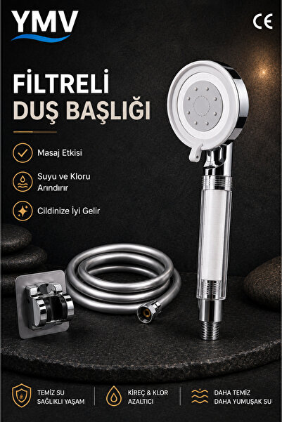 YMV Filtreli Duş Başlığı – Masaj Etkili | Klor & Kireç Önleyici | PVC Hortum ...