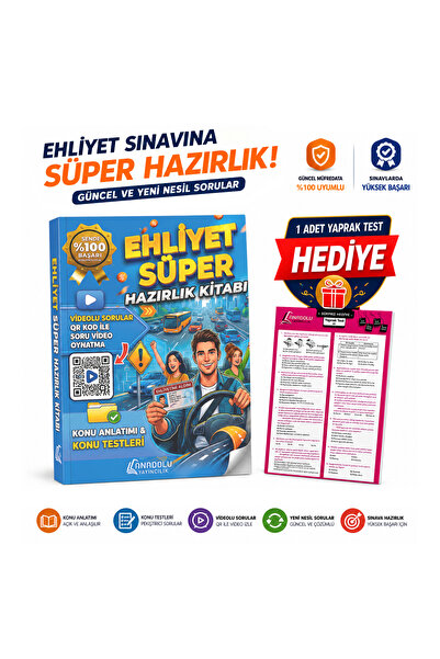 Anadolu Yayıncılık EHLİYET SÜPER HAZIRLIK KİTABI - TÜRKÇE SÜRÜCÜ KURSU KONU A...