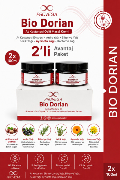 Provega (2'li paket) Bio Dorian %100 Doğal At Kestanesi Özlü Vücut Bakım Krem...