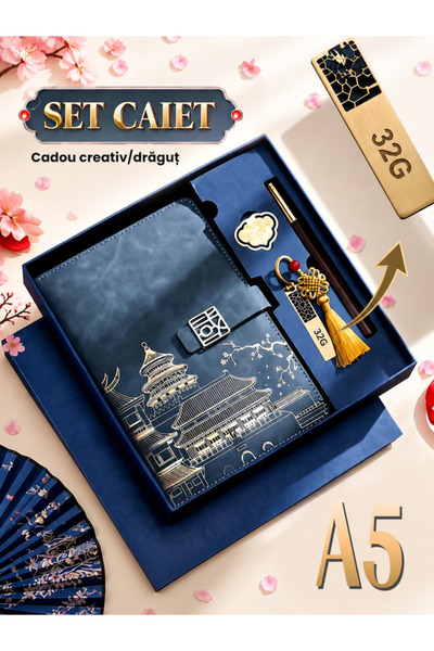 Excitat Set premium A5 cu agenda, Excitat®，pix lemn santal, Marcaj de carte, ...