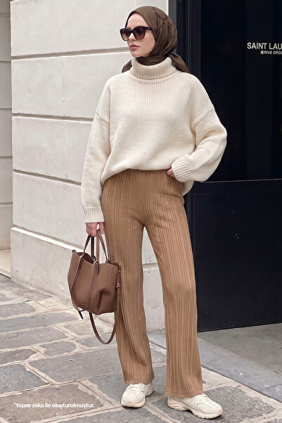 InStyle Thick Corded Camel Knitwear Trousers
