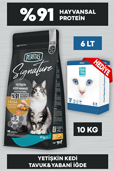 PERİTAS Signature Tavuklu Yetişkin Kedi Maması 10 Kg Fresh Paty Clinic 6 LT K...