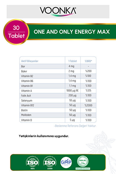 Voonka One Only Energy Max MultiVitamin 30 Tablet