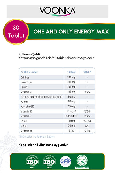 Voonka One Only Energy Max MultiVitamin 30 Tablet