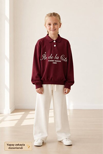 My Kids Wear Girls' Cotton Polo Collar Tracksuit Set 4-12 Years Old 12374