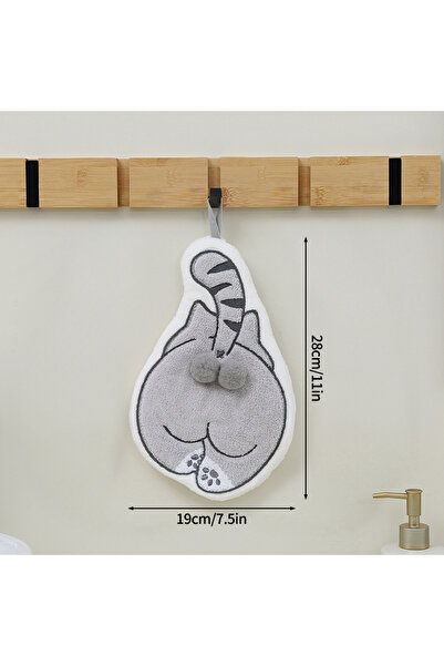 Choice Gray Cartoon Animals Hand Towel Absorbent Hand Cloth Bathroom Hanging ...