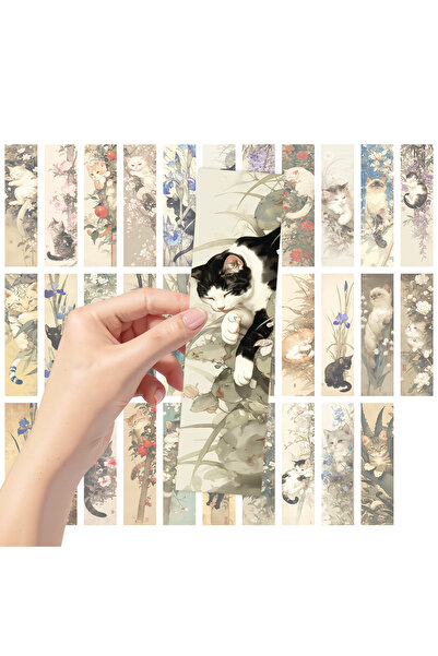 Choice Mixed Color 32pcs, Retro Cat and Plant Bookmarks, Suitable for Teacher...