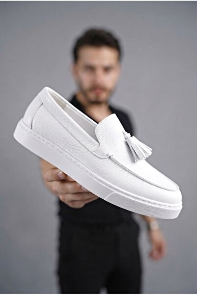 Zerenyus Zrj153 high quality men's slip-on tassel loafer classic shoes - white
