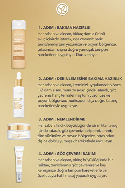 Yves Rocher Yaşlanma Karşıtı Gündüz Bakım Seti-Gündüz Kremi 50 ml&Gündüz Serumu 30 ml&Göz Kremi 15ml&AHA Losyon