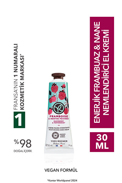 Yves Rocher El Kremi- Nemlendirici Besleyici Enerjik Frambuaz Nane - Vegan -30ml