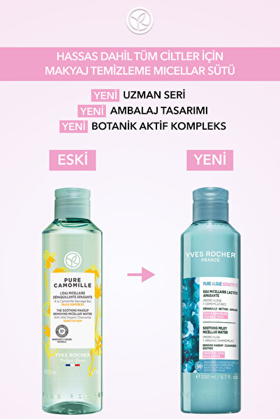 Yves Rocher Yüz&Makyaj Temizleme Micellar Sütü-Hassas Dahil Tüm Cilt-Pure Algue Sensitive Botanik Kompleks 200ml
