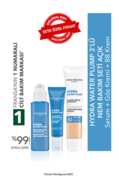 Yves Rocher Hydra Water Plump 3’lü Nem Bakım Seti -Açık -Serum 30 ml &Göz Kre...