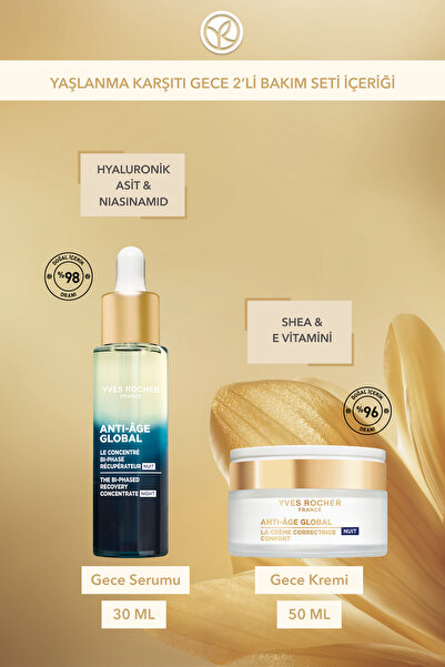 Yves Rocher Yaşlanma Karşıtı Gece 2'li Bakım Seti -Gece Serumu 30ml & Gece Kremi 50 ml