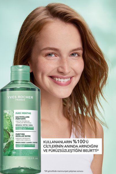 Yves Rocher Micellar Makeup Cleansing Water - Combination, Oily, Prone Skin - Pure Menthe Botanical Complex 400ml