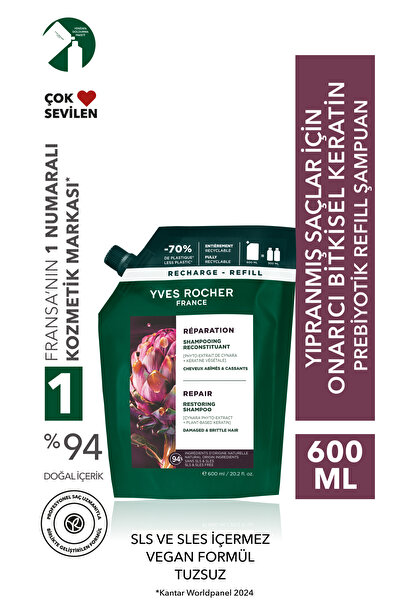 Yves Rocher Onarıcı Bitkisel Keratin Prebiyotik Refill Şampuan -Yıpranmış Saç...