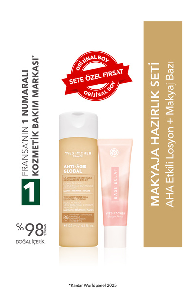 Yves Rocher Makyaja Hazırlık Seti- AHA Losyon 122 ml & Makyaj Bazı 30 ml