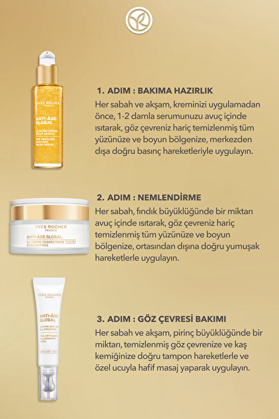 Yves Rocher Yaşlanma ve Leke Karşıtı Rutin Seti- Konsantre Serum 30 ml & Gündüz Kremi 50 ml& Göz Kremi 15 ml