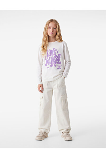 Koton Printed Cotton Crew Neck Long Sleeve T-Shirt