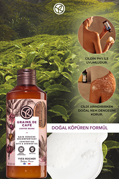 Yves Rocher Duş Jeli - Nemlendirici Aromatik Kahve Çekirdeği - SLS,SLES İçermez,Vegan-400ml