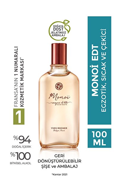 Yves Rocher Monoi EDT - Kadın Parfüm - Egzotik,Sıcak ve Çekici - Monoi de Tah...