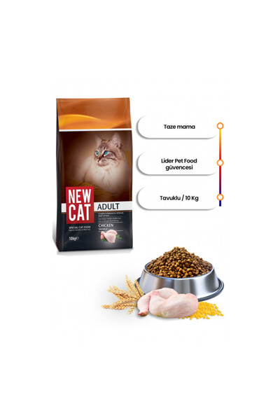Genel Markalar NewCat Tavuklu Yetişkin Kedi Maması 10 Kg