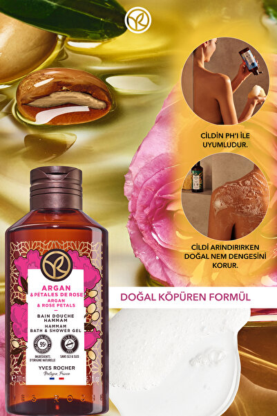 Yves Rocher Duş Jeli - Nemlendirici Oryantal Argan ve Gül - SLS,SLES İçermez,Vegan-200ml