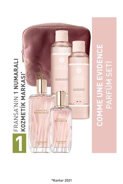 Yves Rocher Comme Une Evidence Kadife Çantalı Parfüm - Vücut Seti-9916720