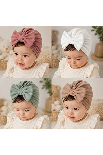 VANİLLİA Bebek Çift Kat Fiyonklu Bebek Bone & Bandana