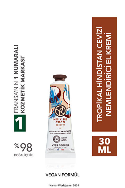 Yves Rocher El Kremi- Nemlendirici Besleyici Tropikal Hindistan Cevizi- Vegan...