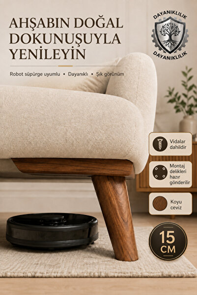 ŞİVAN DİZAYN 15 cm Conical Wooden Furniture Leg Dark Walnut 1St Class Grecian...