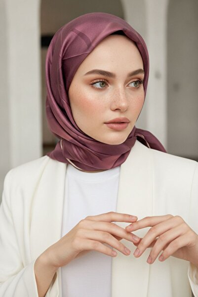 Vissona 100% Twill Silk Floral Pattern Dusty Rose Χρώμα 90x90 Σχήμα ραψίματος...