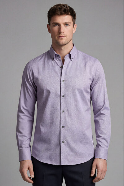 Bisse Burgundy Regular Fit Cotton Pocketless Classic Long Pasha Shirt
