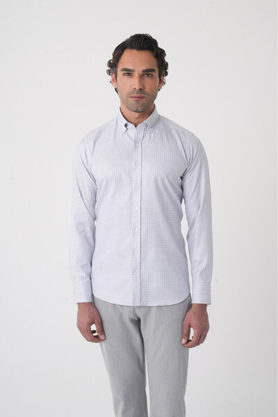 Bisse Gray Regular Fit Cotton Pasha Collar Shirt
