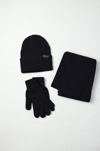 Bisse Men's Navy Blue Acrylic Scarf Beanie Set