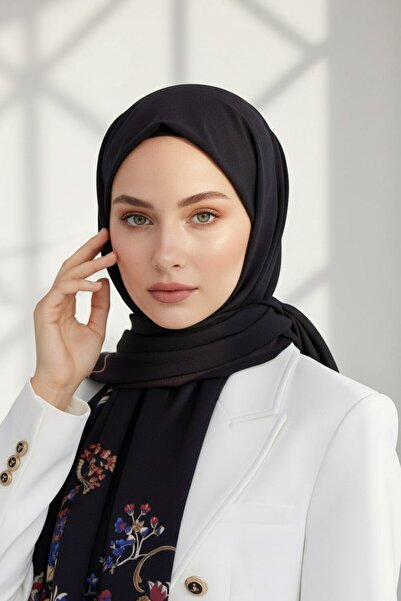 Vissona Kadın Lüks Medine Ipeği Şal Siyah