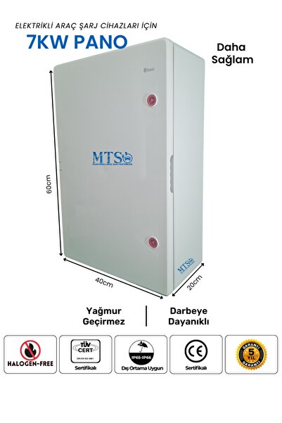 MTSevcharger 7 KW 60 40 20V’KO KOMBİNASYON PANOSU KUTUSU PANO ELEKTRİKLİ ARAÇ ŞARJ CİHAZI TESLA MAVİ ADAPTÖR