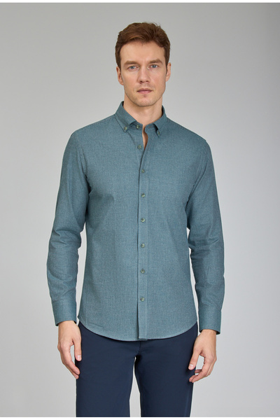Bisse Modern Fit Pasha Collar Green Men's Shirt