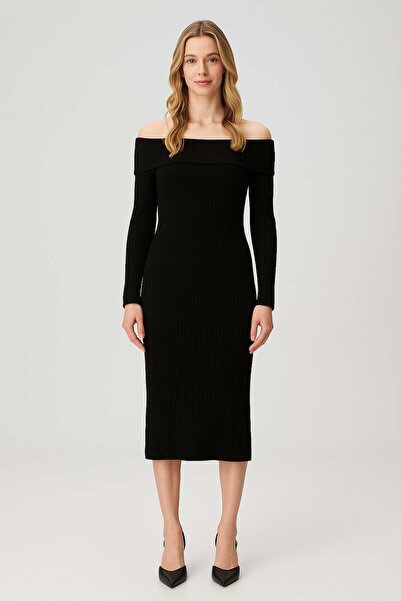 HAKKE Madonna Collar Long Knitwear Dress