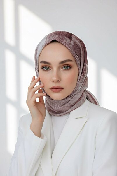 Vissona KREP FIRÇA DESENLİ GÜL KURUSU RENKLİ 75X195 KIRIŞMAZ ŞAL