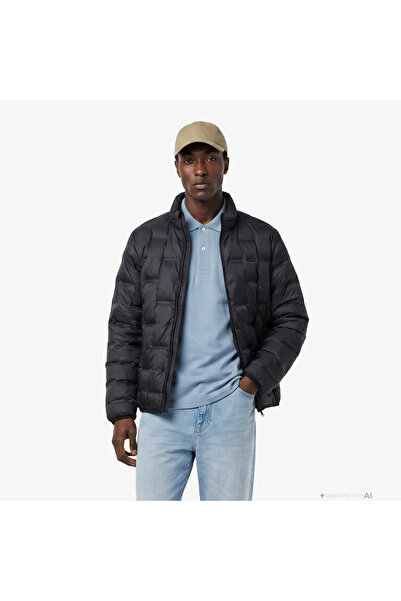 Lacoste Erkek Regular Fit Dik Yaka Kapitone Koyu Yeşil Mont