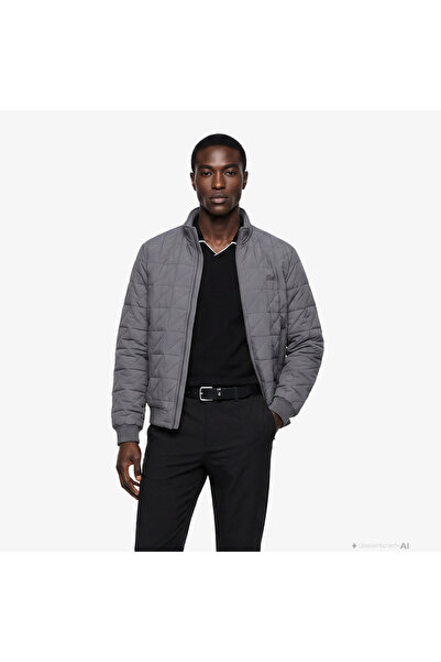 Lacoste Erkek Regular Fit Dik Yaka Kapitone Koyu Gri Mont