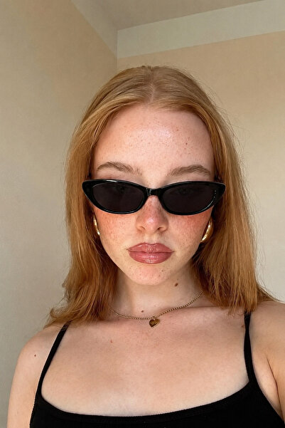 Goldmine Bella Vintage Cat Eye Güneş Gözlüğü Siyah | Kılıf ve Silme Bezi Hediyeli