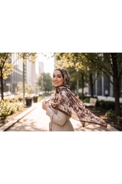 tuaipek Organic Viscose Silk İnci̇ra Shal - Floral Pattern
