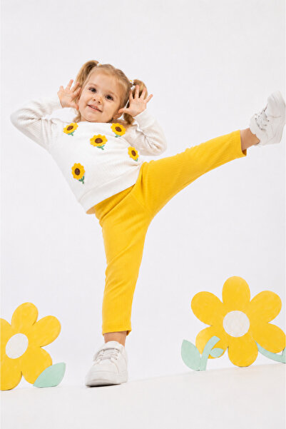 Rocha Baby Baby Girl Sunflower Embroidered Ruffled Ribbed 2-Piece Set