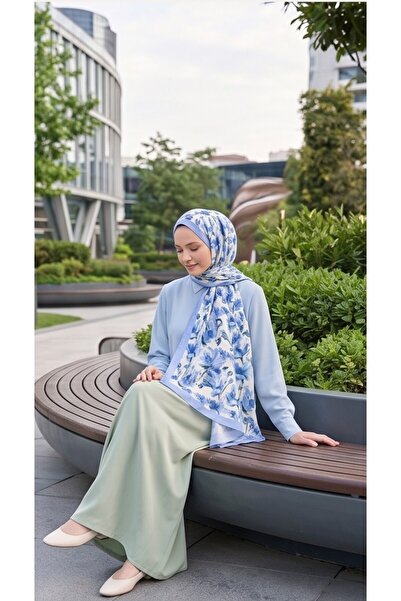 tuaipek Organic Viscose Silk İnci̇ra Shal - Floral Pattern