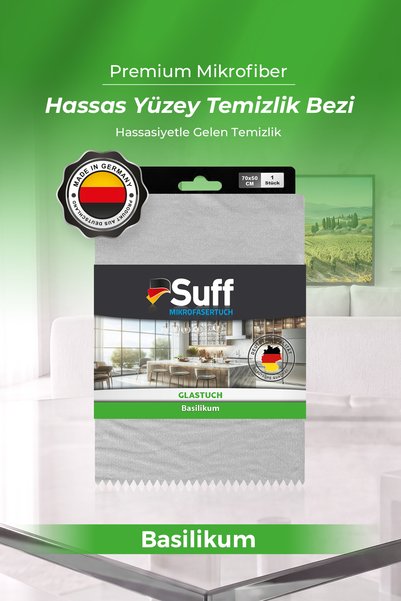 Suff Basilikum Mikrofiber Hassas Yüzey Temizlik Bezi 70x50 cm Gri