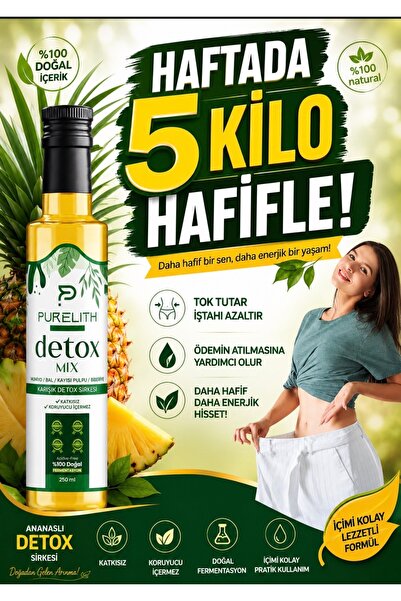 Purelith Zayıflama ,Detox Sirkesi Doğal Fermantasyon, %100 Doğal, Katkısız, 2...