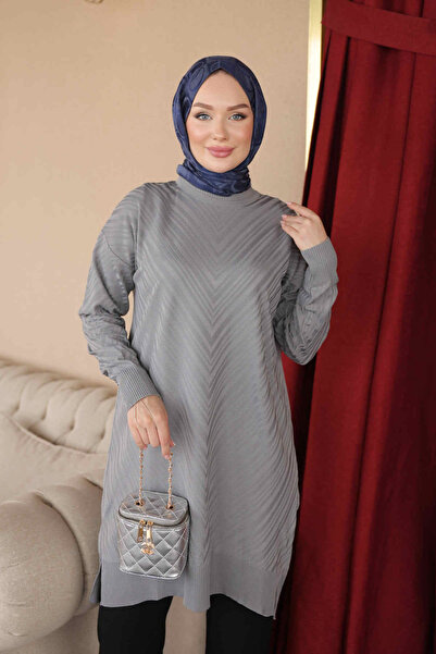 İmajButik Füme Soğuk İplik Triko Tunik